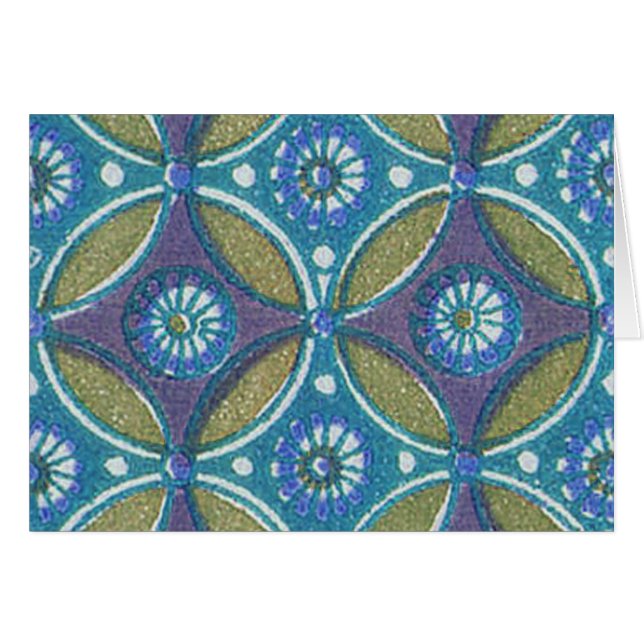 Blauw Groen Rustiek Boho Geometrisch Cirkelpatroon (Voorkant Horizontaal)