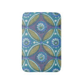 Blauw Groen Rustiek Boho Geometrisch Cirkelpatroon Badmat (Voorkant Verticaal)