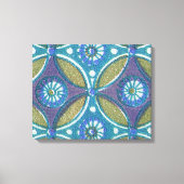 Blauw Groen Rustiek Boho Geometrisch Cirkelpatroon Canvas Afdruk (Voorkant)