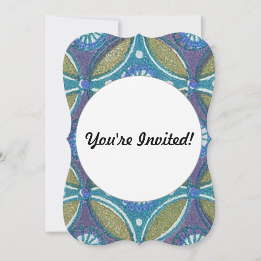 Blauw Groen Rustiek Boho Geometrisch Cirkelpatroon Kaart (Voorkant)