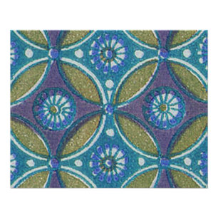 Blauw Groen Rustiek Boho Geometrisch Cirkelpatroon Perfect Poster