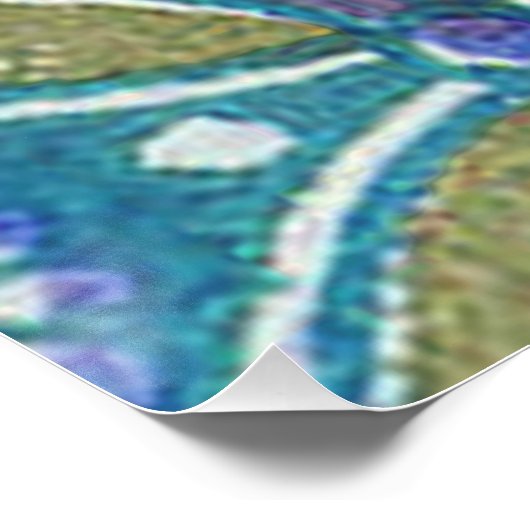 Blauw Groen Rustiek Boho Geometrisch Cirkelpatroon Perfect Poster (Hoek)