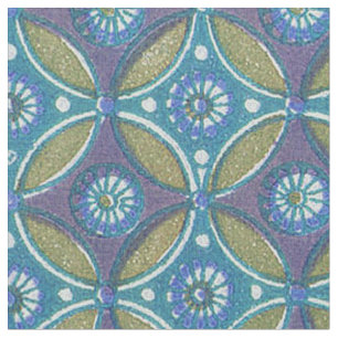Blauw Groen Rustiek Boho Geometrisch Cirkelpatroon Stof