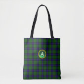 BLAUW GROEN SCOTT ARMSTRONG TARTAN GEM MONOGRAM DRAAGTAS (Voorkant)