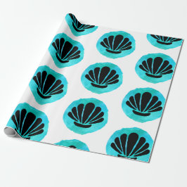 Blauw groen Shell Patroon Cadeaupapier