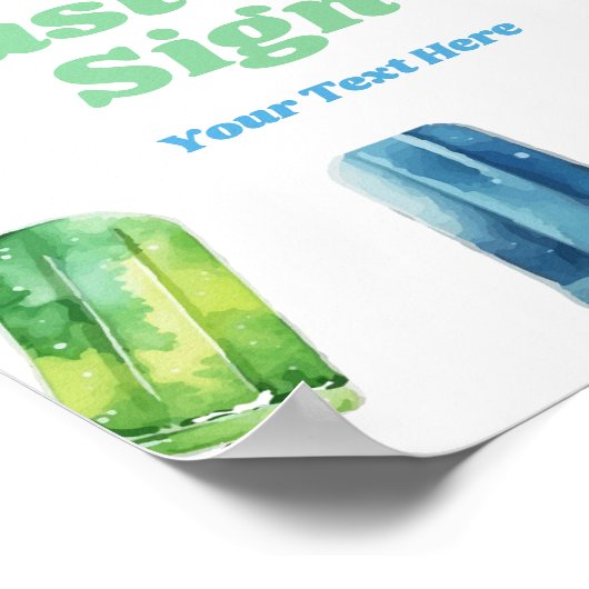 Blauw Groen Sinaasappel Popsicle Party Aangepaste  Poster (Hoek)