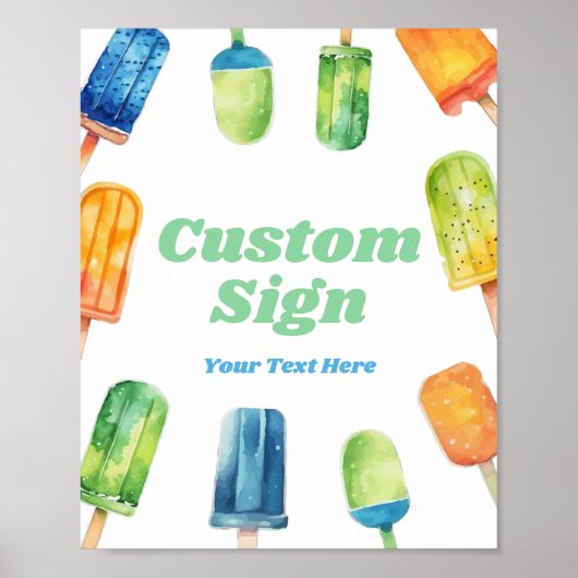 Blauw Groen Sinaasappel Popsicle Party Aangepaste Poster (Voorkant)