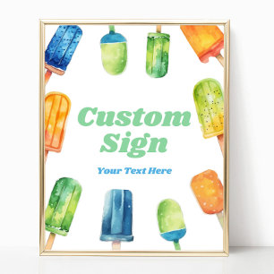 Blauw Groen Sinaasappel Popsicle Party Aangepaste  Poster