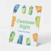 Blauw Groen Sinaasappel Popsicle Party Aangepaste  Reclamebord Met Voetstuk (Voorkant)