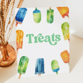 Blauw Groen Sinaasappel Popsicle Party Behandelt T Reclamebord Met Voetstuk