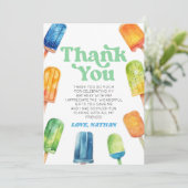 Blauw Groen Sinaasappel Retro Popsicle Verjaardags Bedankkaart (Staand voorkant)