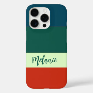 Blauw, groen Sinaasappel streepjespatroon geperson iPhone 16 Pro Hoesje