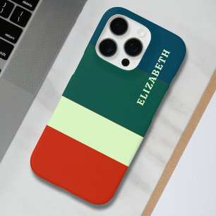 Blauw, groen Sinaasappel streepjespatroon geperson iPhone 16 Pro Hoesje