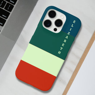 Blauw, groen Sinaasappel streepjespatroon geperson iPhone 16 Pro Hoesje