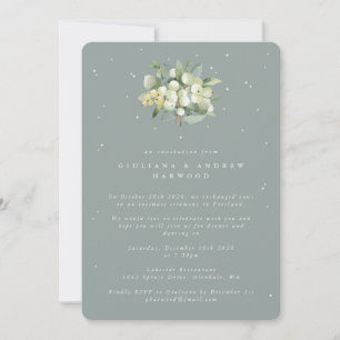 Blauw-groen Snowberry + Eucalyptus bruiloft recept Kaart