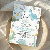 Blauw Groen Stomp Chomp Twins Dinosaurus 1e Verjaa Kaart