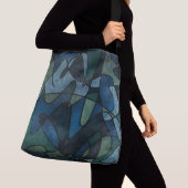 Blauw Groen Teal Digitaal Gebrandschilderd Glas Ab Crossbody Tas (Dichtbij)