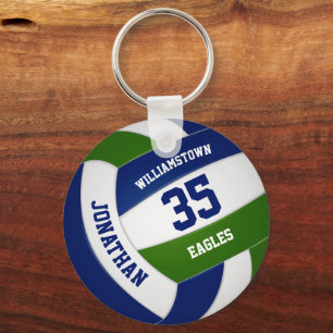 Blauw groen team kleuren kinder tiener volleybal sleutelhanger