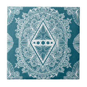 Blauw groen tijdperk van ontwaken, bohemen, nieuw tegeltje