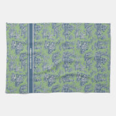 blauw groen toile de jouy bedrukt theedoek (Horizontaal)