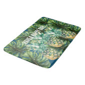 Blauw Groen Tropisch Bladeren Ananas Badmat (Gekanteld)