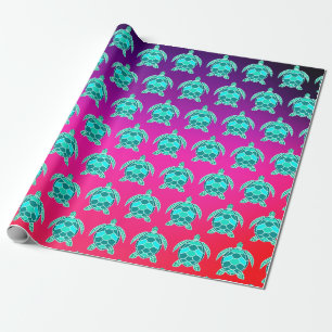 blauw groen turkooizen blauwgroen schildpadschild cadeaupapier