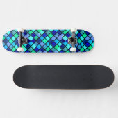 Blauw Groen Turquoise Paarse Glas in lood Mozaïek Skateboard (Horizontaal)