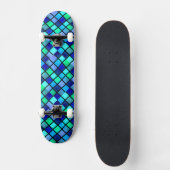 Blauw Groen Turquoise Paarse Glas in lood Mozaïek Skateboard (Voorkant)