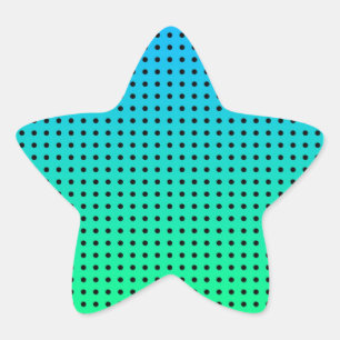 Blauw Groen Turquoise Stippenpatroon Ster Sticker