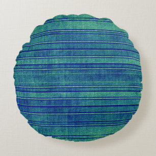  Blauw Groen Verdrietig Waterverf Patroon Rond Kussen