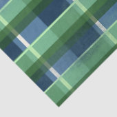 Blauw Groen Versleten Schotlandse Ruitpatroon Deco Tissuepapier (Detail)