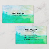 Blauw groen visitekaartje abstracte waterverf (Voorkant / Achterkant)