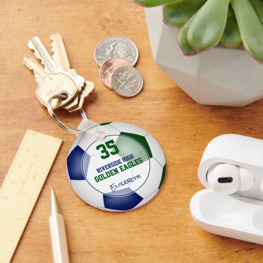 Blauw Groen Voetbal Team Cadeaus Onder 10 Sleutelhanger (Bureau)