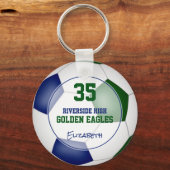 Blauw Groen Voetbal Team Cadeaus Onder 10 Sleutelhanger (Voorkant)
