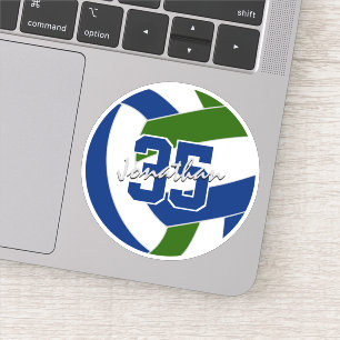 Blauw groen volleybal team kleuren gepersonaliseer sticker