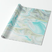 Blauw & Groen Waterverf Marmer Cadeaupapier (Uitgerold)