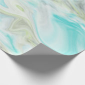 Blauw & Groen Waterverf Marmer Cadeaupapier (Hoek)
