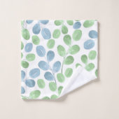 Blauw groen Waterverf Rond LF-patroon Bad Handdoek (Wasdoekje)