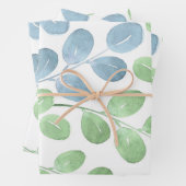 Blauw groen Waterverf Rond LF-patroon Inpakpapier Vel (In situ)