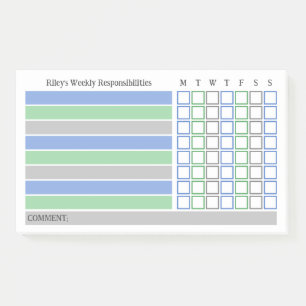Blauw Groen Wekelijkse Verantwoordelijkheden Chore Post-it® Notes