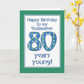 Blauw, Groen, Wit 80ste Verjaardag Godmother Kaart (Gele Bloem)