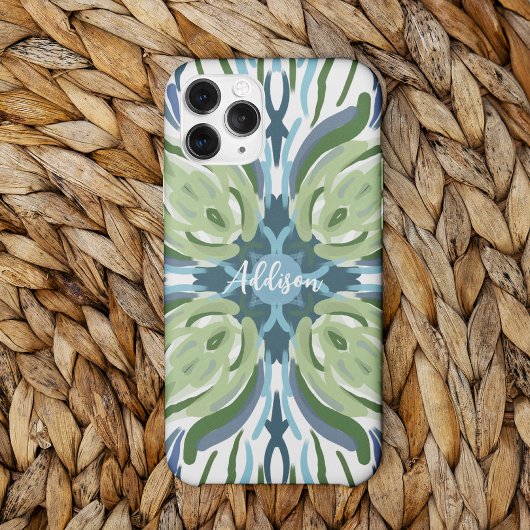Blauw Groen Wit Abstract  Tegel Case-Mate iPhone Case