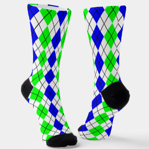 Blauw Groen Wit Argyle Diamond Design Sokken