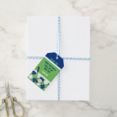 Blauw, Groen, Wit Argyle Golf Thema Favor Cadeaulabel (Met Touw)