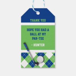 Blauw, Groen, Wit Argyle Golf Thema Favor Cadeaulabel