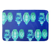 Blauw Groen Wit Elegant Monogrammed Ginger Jar Badmat (Voorkant)