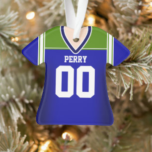 Blauw/groen/wit Football Jersey Ornament