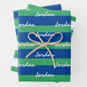 Blauw Groen Wit Gepersonaliseerd Inpakpapier (In situ)