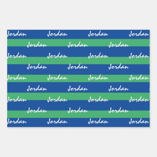Blauw Groen Wit Gepersonaliseerd Inpakpapier (Voorkant)