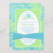 Blauw groen witte Floral Sip en zie Uitnodiging (Voorkant / Achterkant)